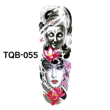 Waterproof full arm tattoo sticker with vibrant designs for temporary body art