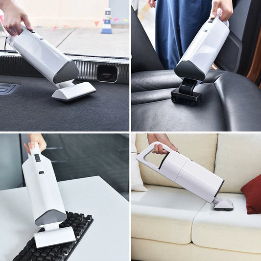 Wireless rechargeable handheld vacuum cleaner in white and black options