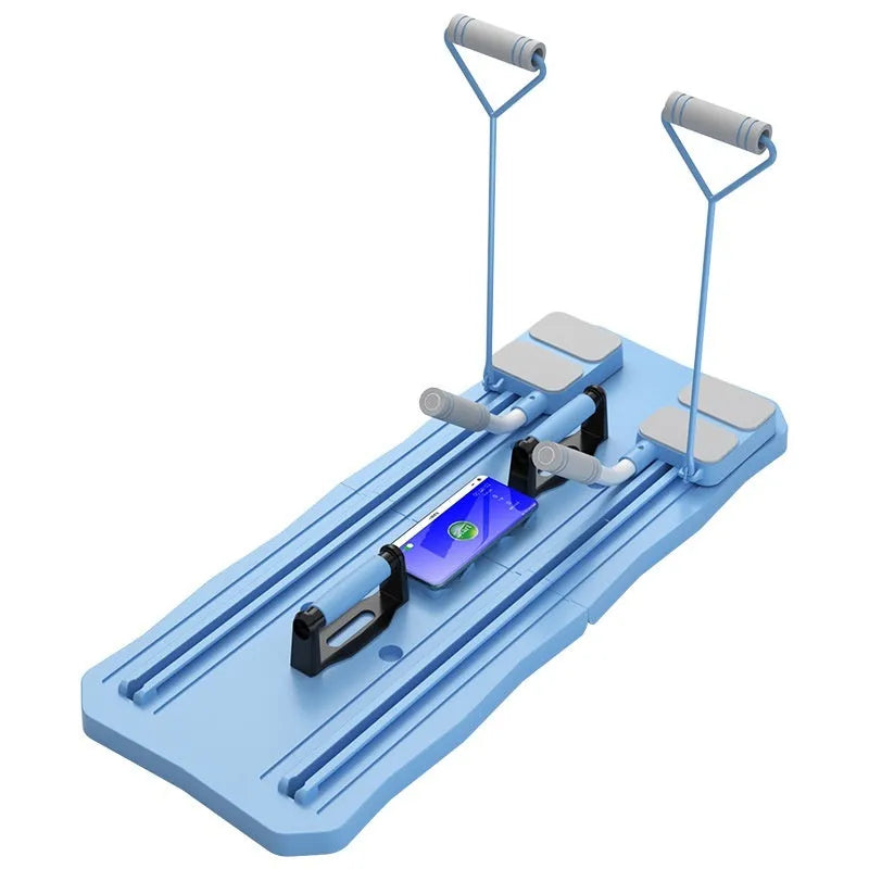 Blue ABS plastic fitness board with multi-functional five-in-one design for home workouts