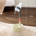 Green height-adjustable standing water dispenser for pets with a separate bowl and water receptacle