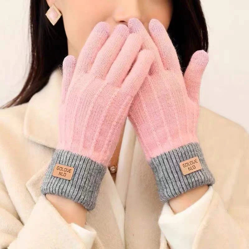 Winter mittens with embroidered stripes in various colours for warmth and style