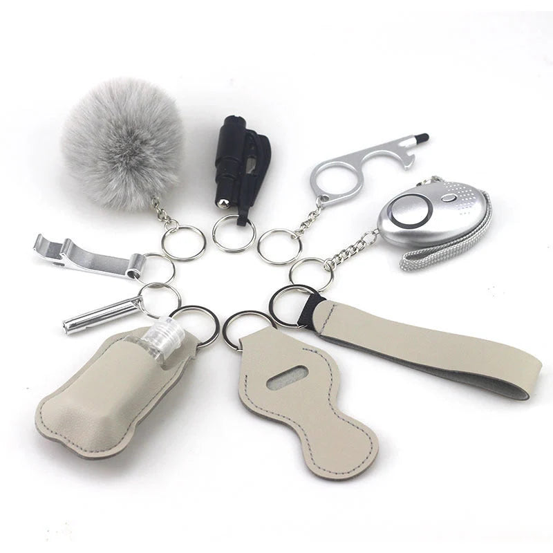 Keychain accessory bottles in various colours, made from durable artificial leather