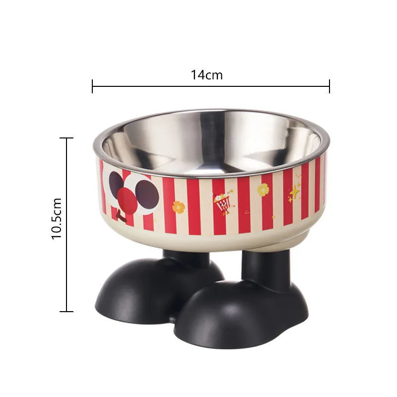 Cat neck protection pet anti-tumble bowl with stainless steel high platform in multiple colours