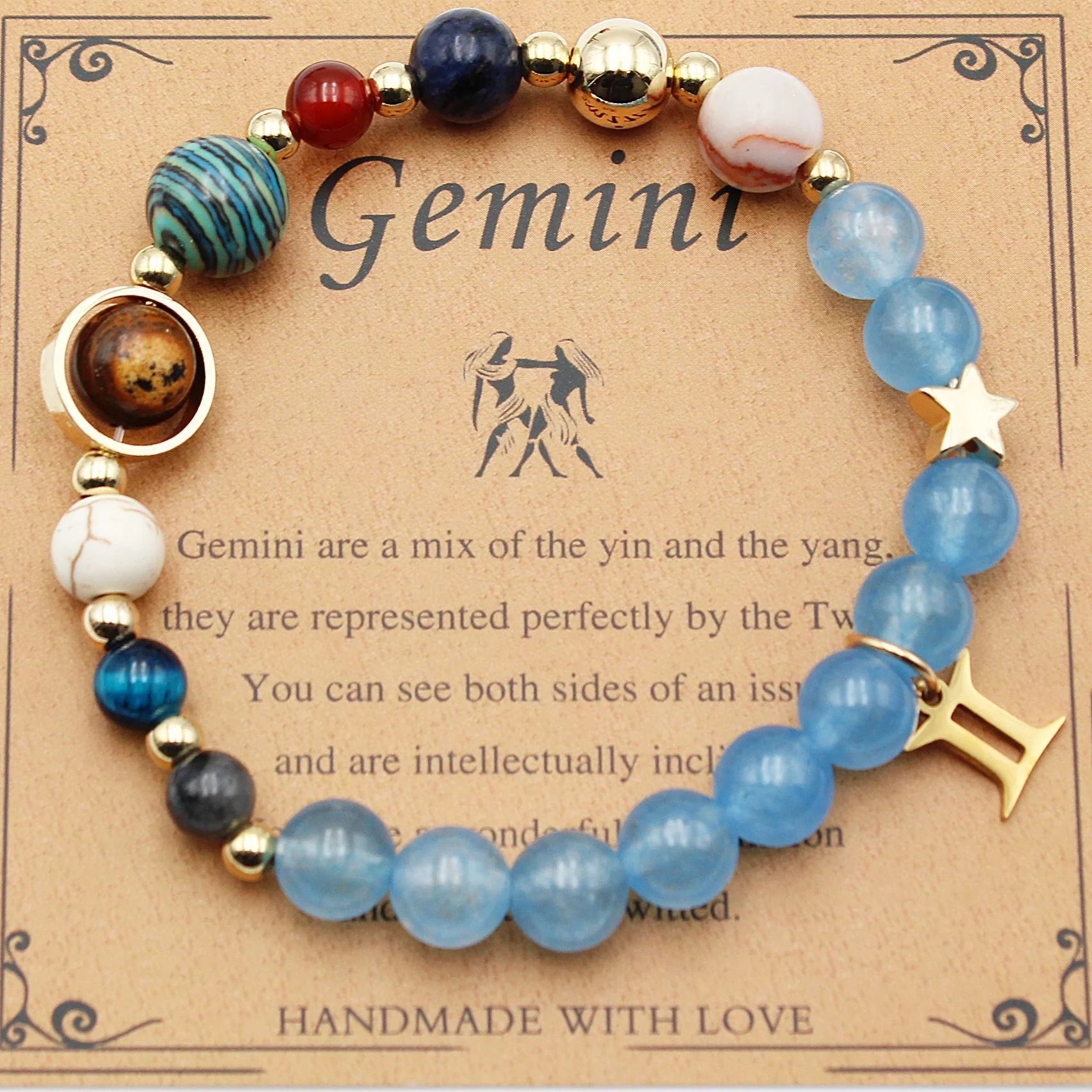 Twelve Constellations Natural Stone Beaded Bracelets - Unisex Astrological Jewellery