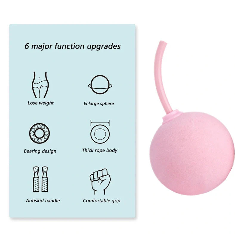 Weighted cordless jump rope with blue handles and PVC-coated steel rope for indoor fitness training