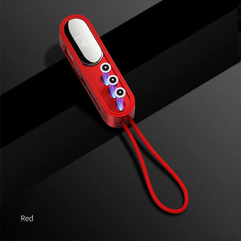Magnetic three-in-one mobile phone charging cable with three connector heads, 0.4 metre length