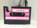 Multifunctional plastic pen holder storage box in blue, small size 17x5x11.5cm on a desktop with stationery and cables