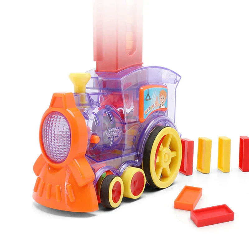 Automatic Domino Building Blocks Train Toy with colorful dominoes and motorized train mechanism