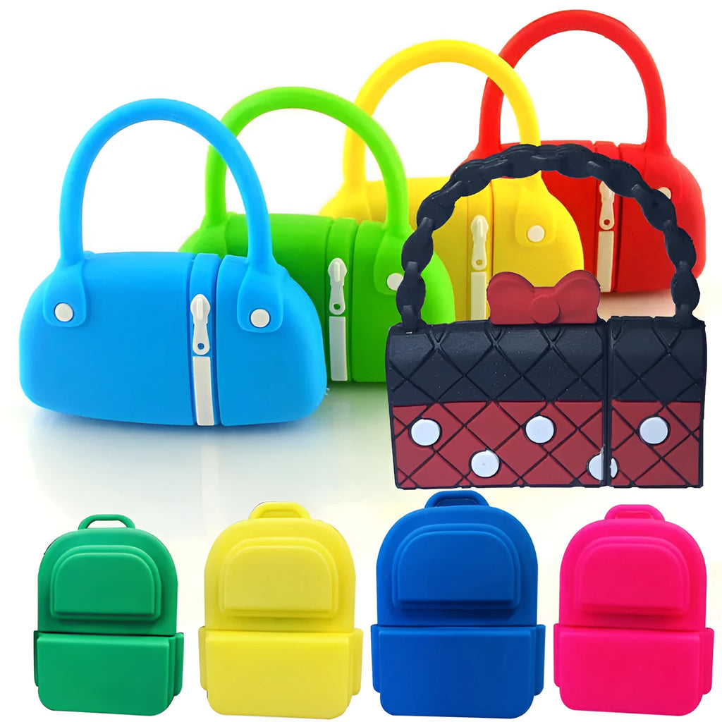 USB 2.0 flash drive with mini plastic shell, bag-themed colour, 10g weight, 16GB capacity