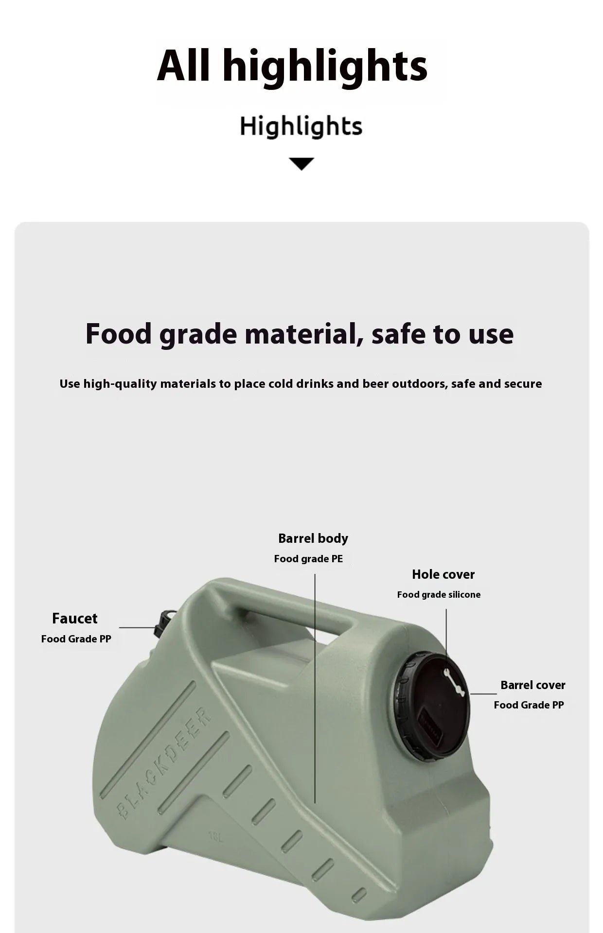 Green portable water storage tank in 13 litre snail design and 18 litre back design
