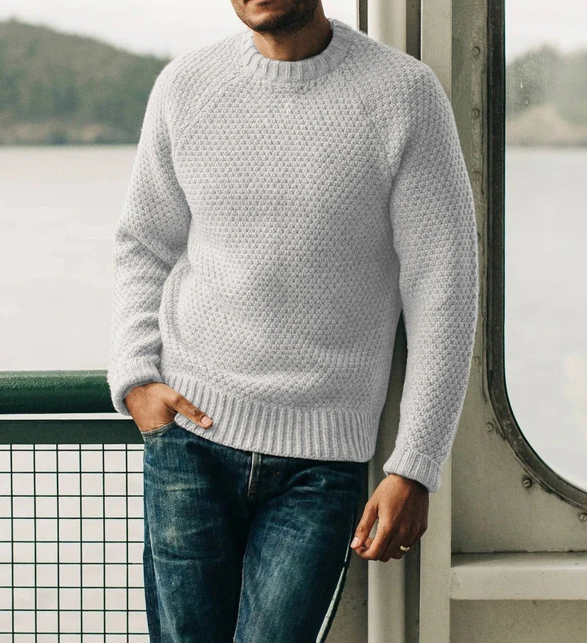 Men's winter knitted pullover sweater in extra coarse wool, available in multiple colours