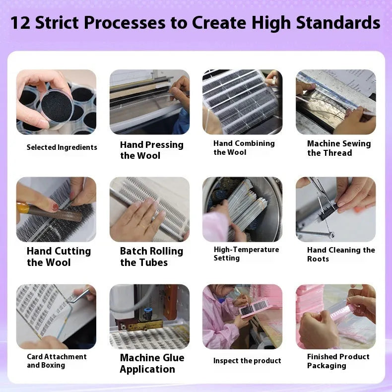 Glue-free self-adhesive false eyelashes in high-grade fibre with 0.07C thickness, shown in a natural style