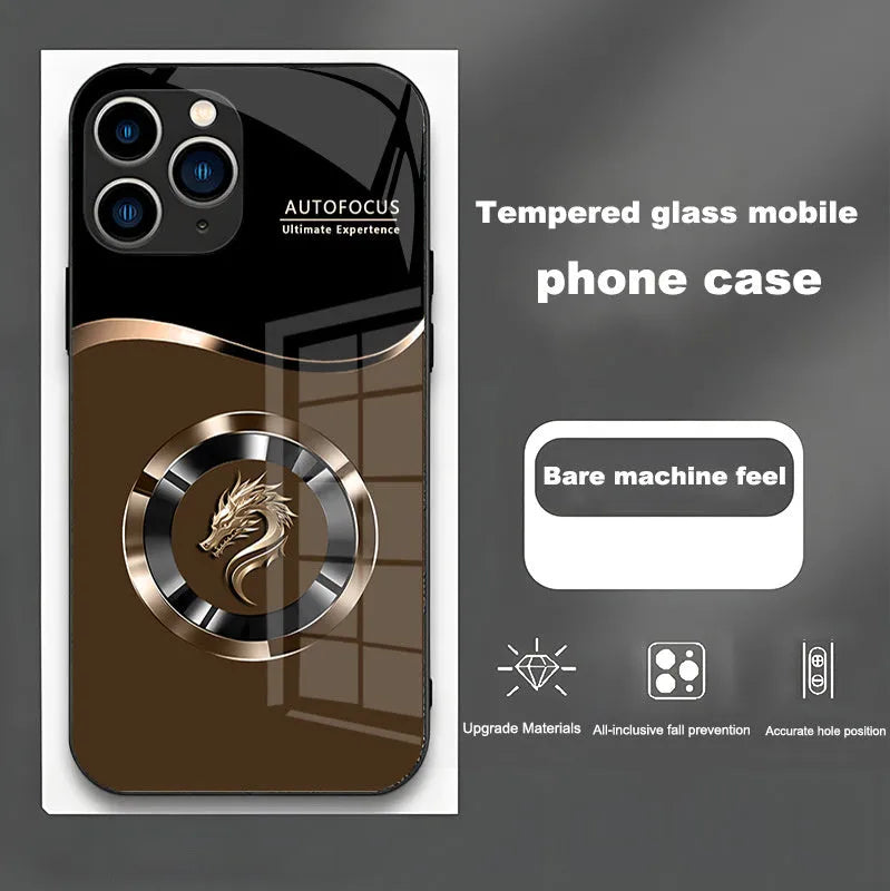 All-inclusive drop-resistant metal phone case in Obsidian Black with wave pattern