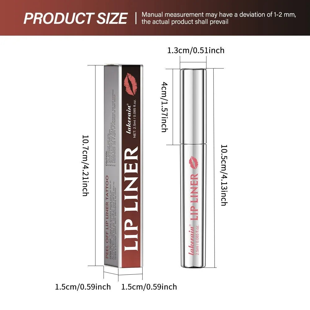 Matte finish pointed lip liner pencil shown in a tear and pull design on a white background.