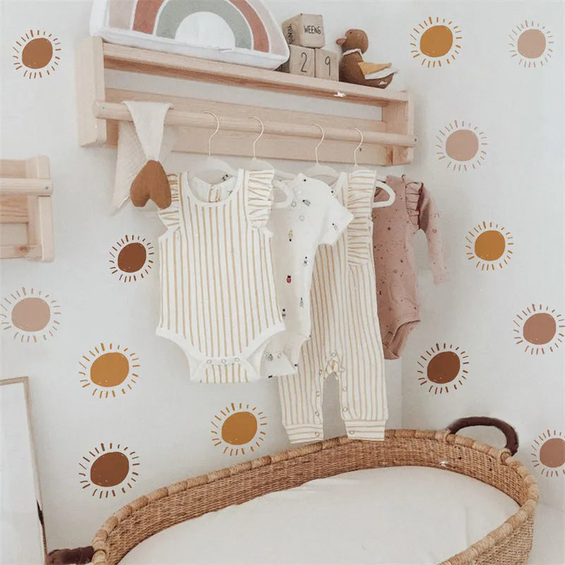 Cartoon sun wall stickers three layouts 29x20cm plastic self-adhesive for children's room