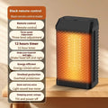 Black remote control desktop heater with shaking head function and digital controls