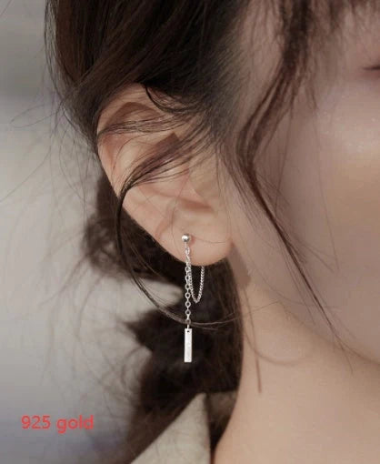 Women's Tassel Simple Stud Earrings in copper or 925 silver with geometric pattern