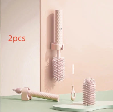 Electric silicone bottle brush set with 360-degree rotation for cleaning baby bottles and pacifiers
