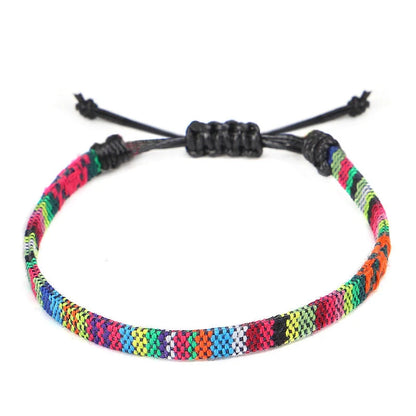 Hand woven rainbow colour bohemian style anklet for men and women