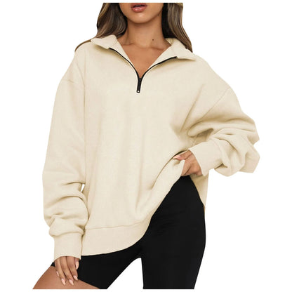 Women's zip turndown collar sweatshirt in various colours