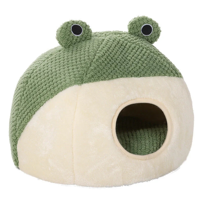 Little Frog Series Warm Plush Mat for small pets under 5KG, featuring a cute cartoon frog design