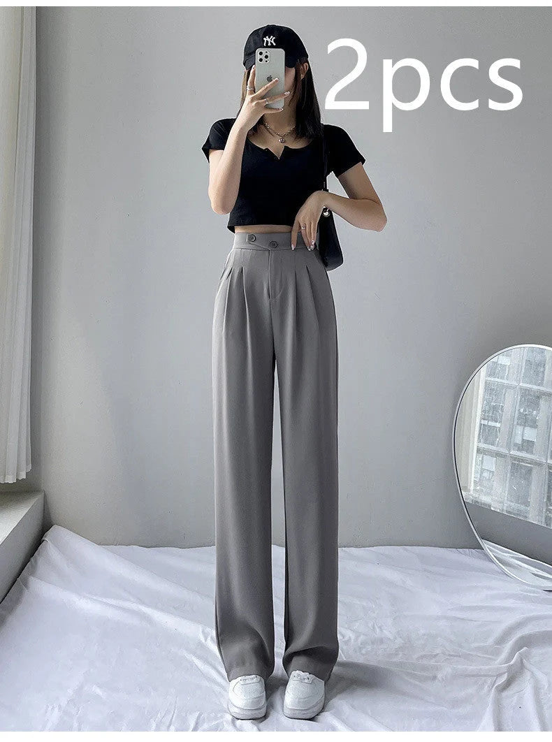 Women's high waist loose drape suit wide leg pants in various colours