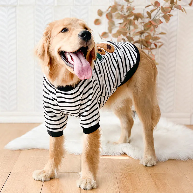 Autumn winter dog coat for Samoyed medium large dog, 8 sizes from 3XL to 8XL, black and white striped bear colour