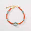 Natural South Red Agate bracelet with adjustable clasp and geometric bead design