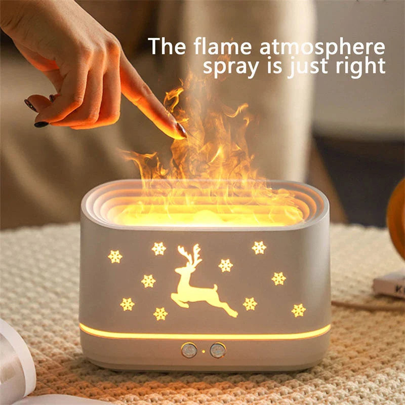 Cozy Flame Ultrasonic Diffuser Humidifier with Soothing LED Lights for Home Decor and Aromatherapy