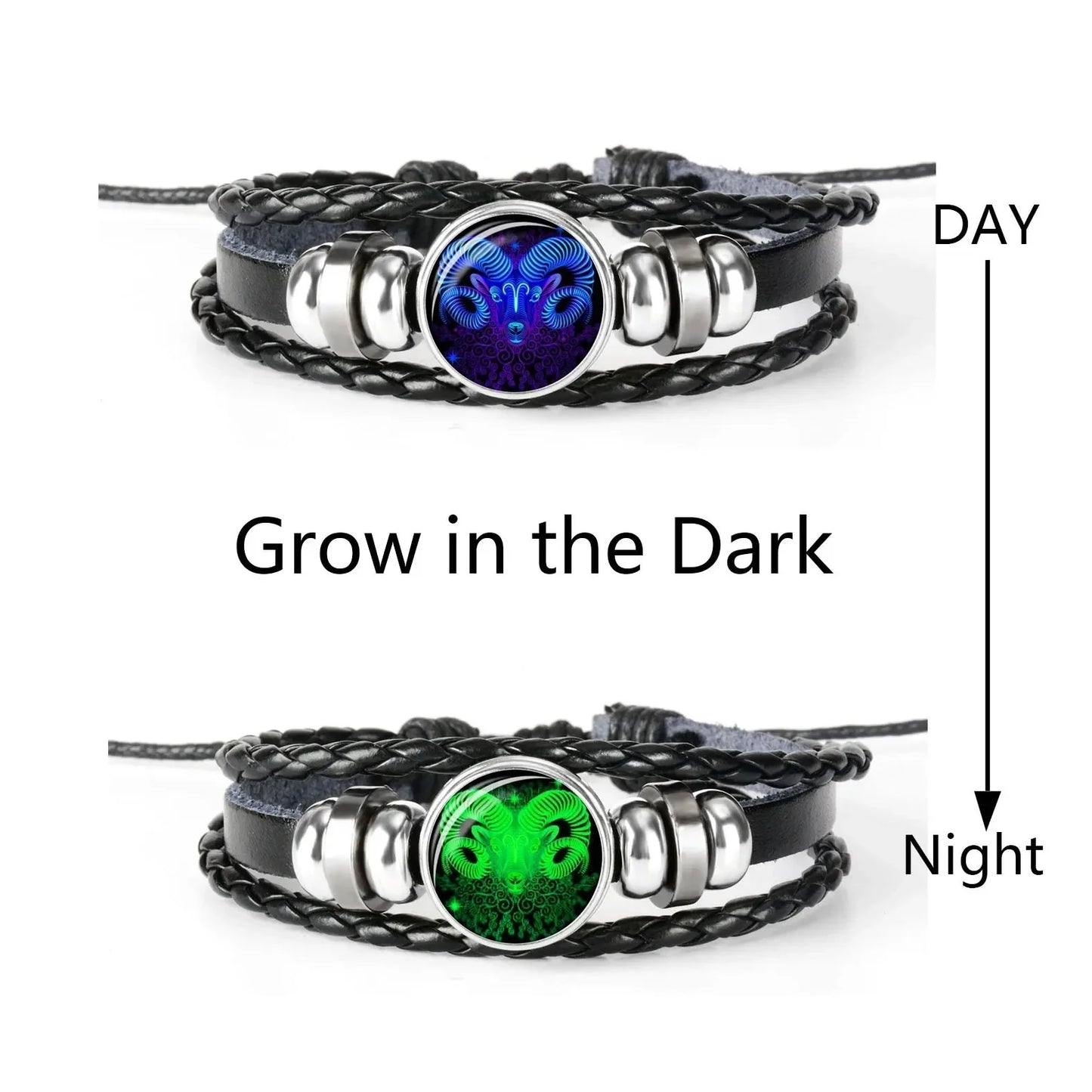 12 Constellations Luminous Bracelet glowing in the dark with punk style design