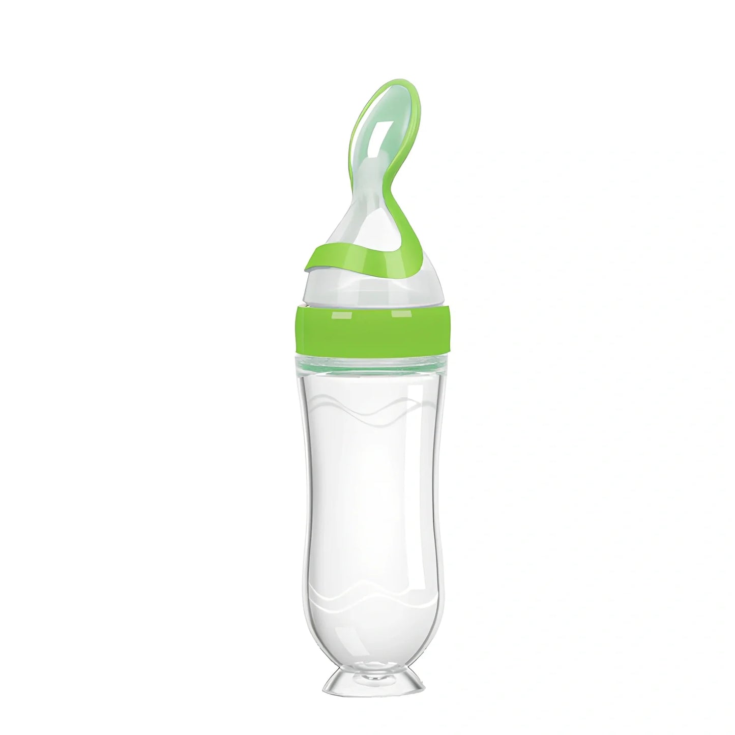 Blue baby spoon bottle feeder, 120ml capacity, food-grade silicone and PP, for 3 months semi-liquid feeding