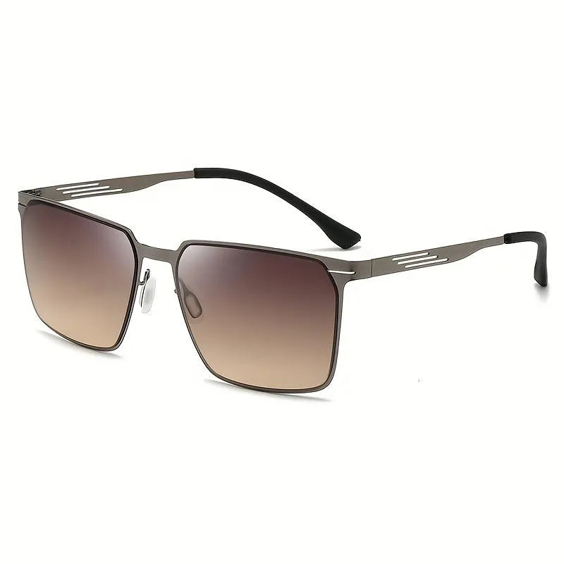 Fashion metal frame sunglasses with PC lenses in black frame double gray piece