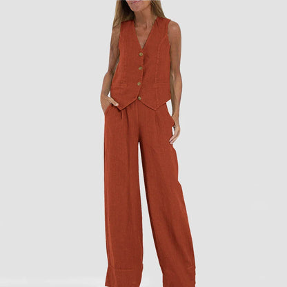 Chic summer vest and pants set for women in various colors and sizes