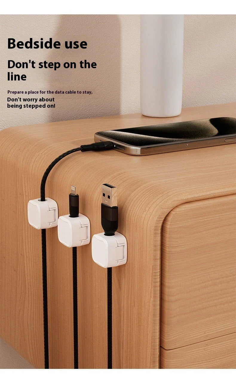 Magnetic cable clips for under desk cable management, adjustable cord holders to organize wires and keep workspace tidy