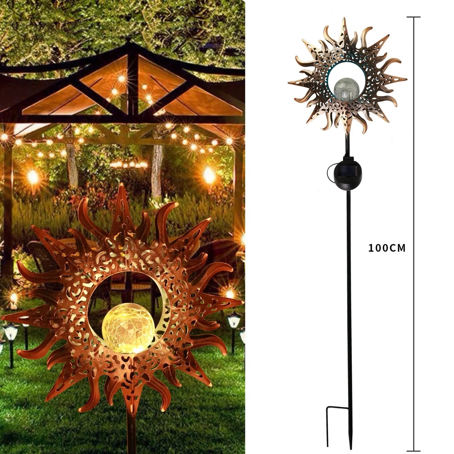 LED Solar Flame Metal Decorative Light in various styles for outdoor use