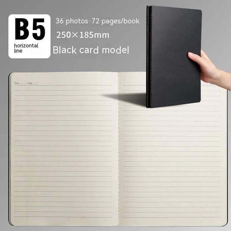B5 notebook with stitching binding, kraft paper cover, and lined interior pages