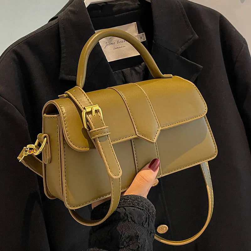 Women's horizontal square PU messenger bag with file pocket compartment in multiple colour options