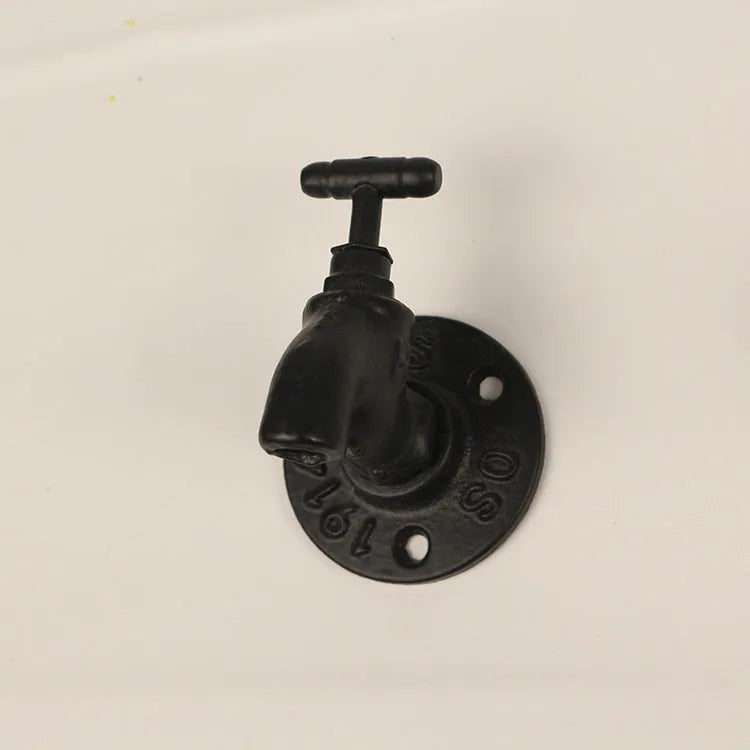 Metal water pipe style wall hook for towels in black green or red colours