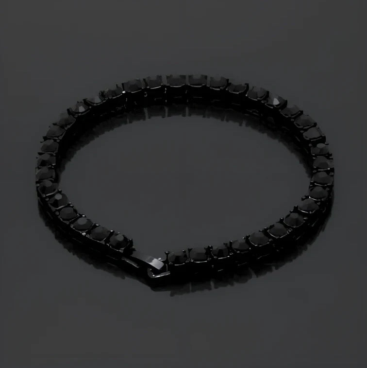 Gold iced hip hop bracelet with AAA rhinestone geometric chain, 5mm width 8 inch length on wrist