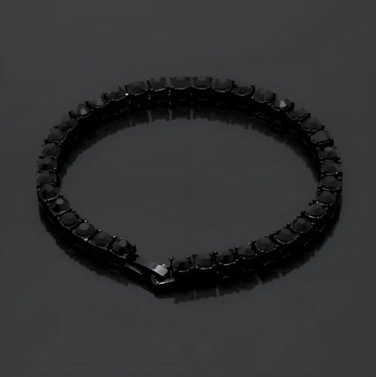 Gold iced hip hop bracelet with AAA rhinestone geometric chain, 5mm width 8 inch length on wrist