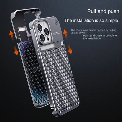 Aluminum alloy phone case for iPhone 14/13 with aromatherapy and heat dissipation features