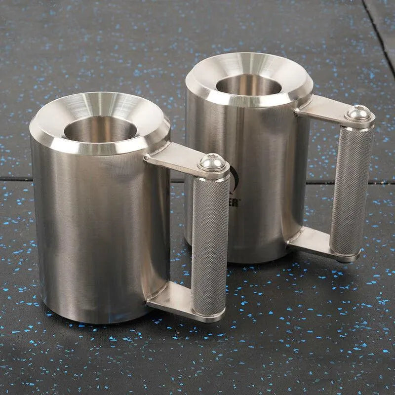 Silver stainless steel dumbbell cup with a cast iron core, 8kg weight for fitness training