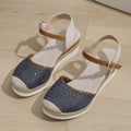 Women's hemp rope platform wedge shoes in beige with round toe and breathable PU upper