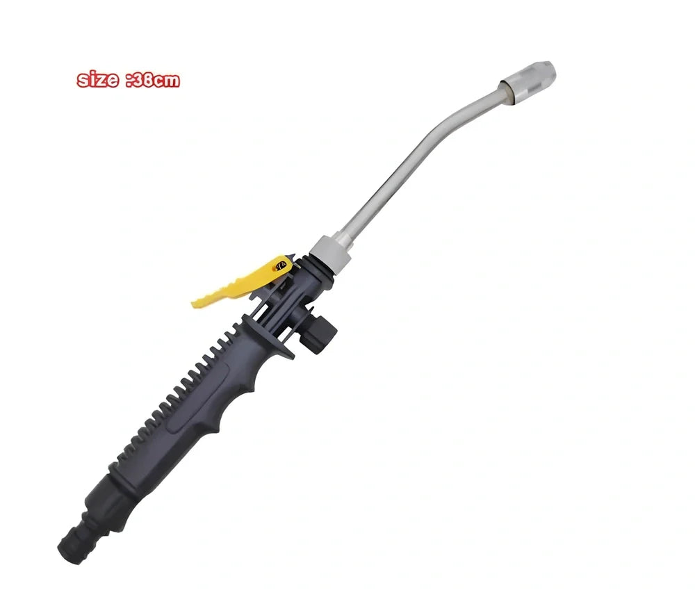 Adjustable copper high-pressure car wash water gun, 46.5cm black model with 5cm grip and nozzle