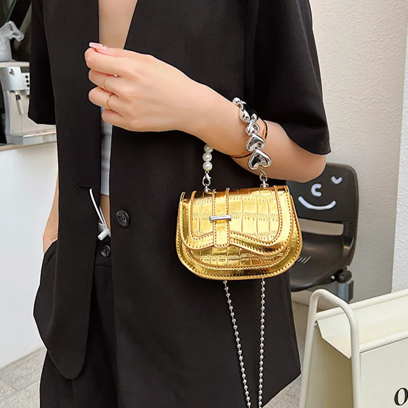 PU leather women's mini tote crossbody bag in horizontal square shape with mobile phone compartment