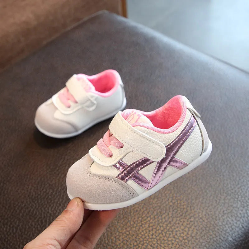 Waterproof toddler shoes for 0-18 months baby boys and girls, black rubber sole antiskid lightweight shoes