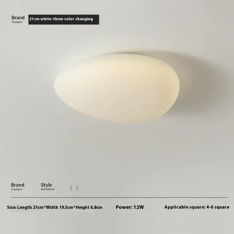 Modern minimalist LED ceiling light in white finish, 23cm diameter, for bedrooms