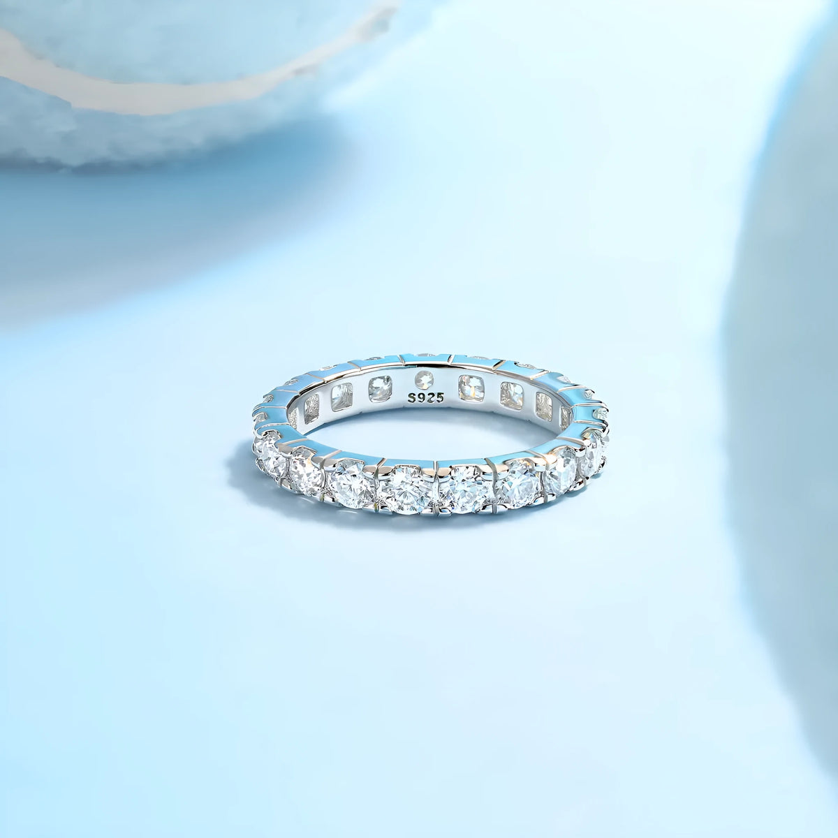 Van Gogh Starry Sky wedding ring set with 0.1-carat moissanite in S925 silver platinum plated, gift box