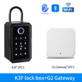 Multifunctional fingerprint password card key box with Bluetooth and TTLock gateway options, black ABS plastic casing