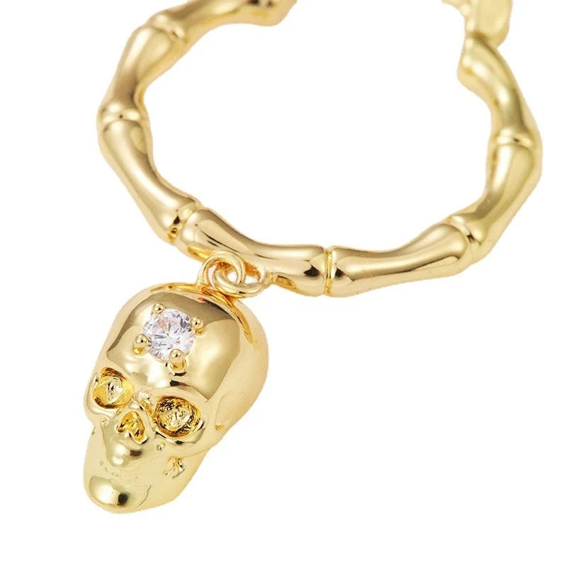 Punk Punk Skull Pendant Earrings with inlaid zircon in tassel, hoop, and retro door lock styles